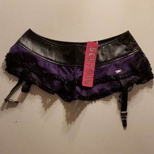Serious Garter Mini Skirt Purple/Black Medium